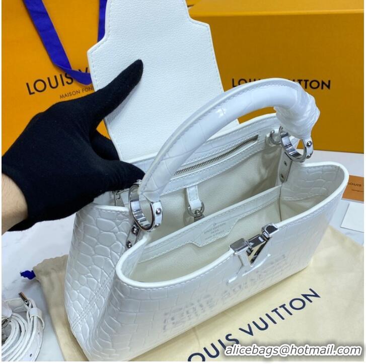 Buy New Cheap Louis Vuitton crocodile skin CAPUCINES BB M81190 white