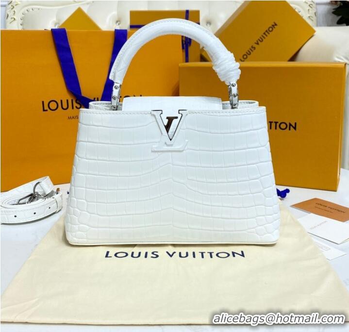 Buy New Cheap Louis Vuitton crocodile skin CAPUCINES BB M81190 white