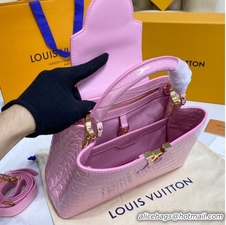 Popular Style Louis Vuitton crocodile skin CAPUCINES BB M81190 pink