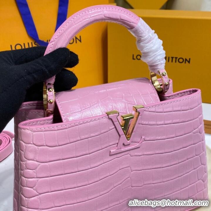 Popular Style Louis Vuitton crocodile skin CAPUCINES BB M81190 pink