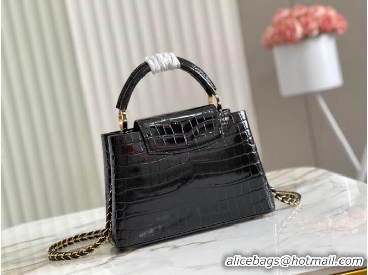 Famous Brand Louis Vuitton crocodile skin CAPUCINES BB M81190 black