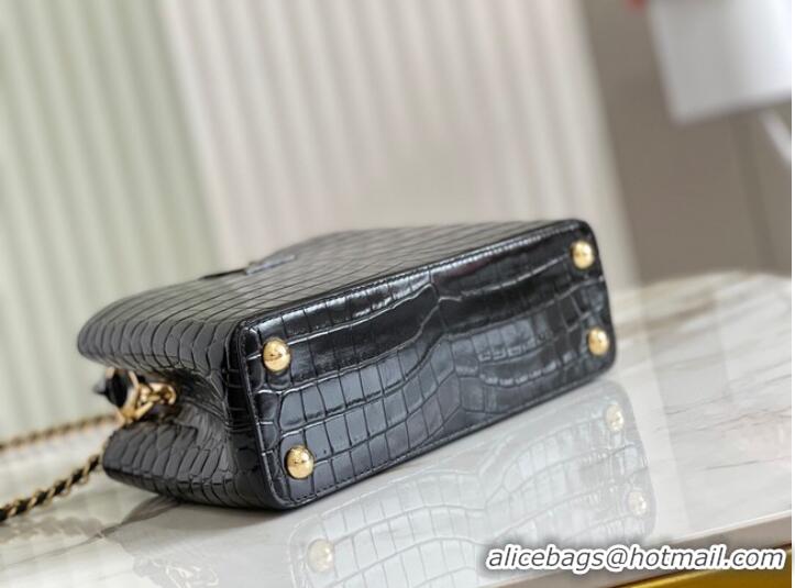 Famous Brand Louis Vuitton crocodile skin CAPUCINES BB M81190 black