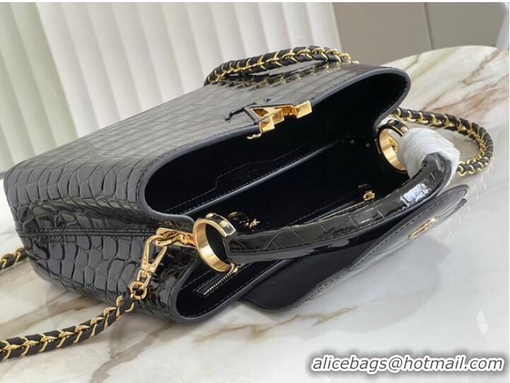 Famous Brand Louis Vuitton crocodile skin CAPUCINES BB M81190 black