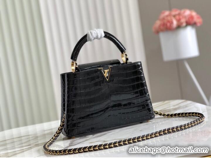 Famous Brand Louis Vuitton crocodile skin CAPUCINES BB M81190 black