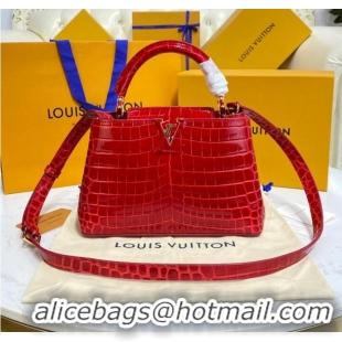 Best Promotional Louis Vuitton crocodile skin CAPUCINES BB M81190 Red