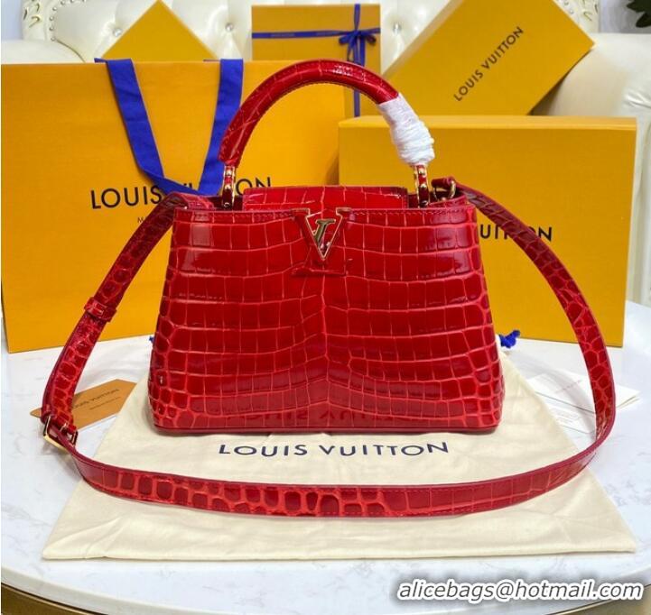 Best Promotional Louis Vuitton crocodile skin CAPUCINES BB M81190 Red