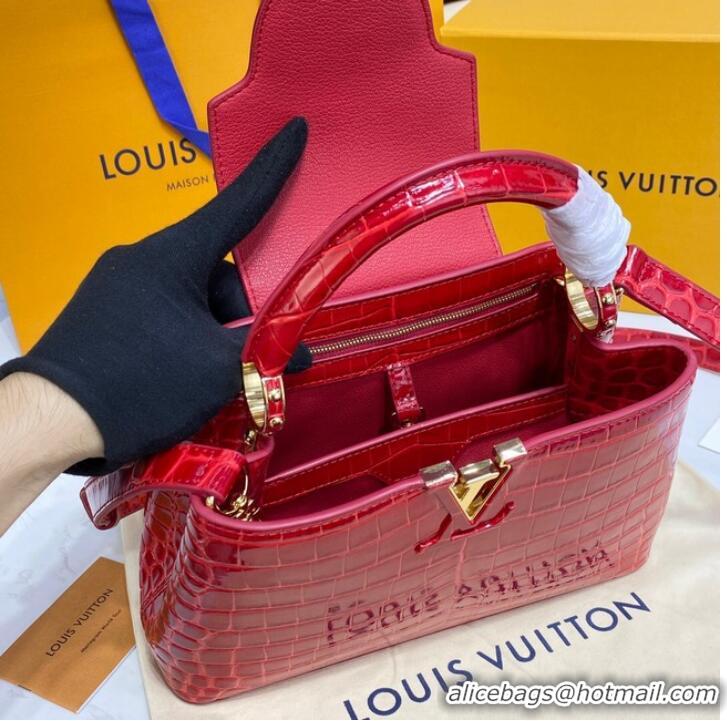 Best Promotional Louis Vuitton crocodile skin CAPUCINES BB M81190 Red