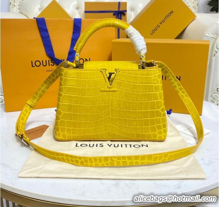 Affordable Price Louis Vuitton crocodile skin CAPUCINES BB M81190 yellow