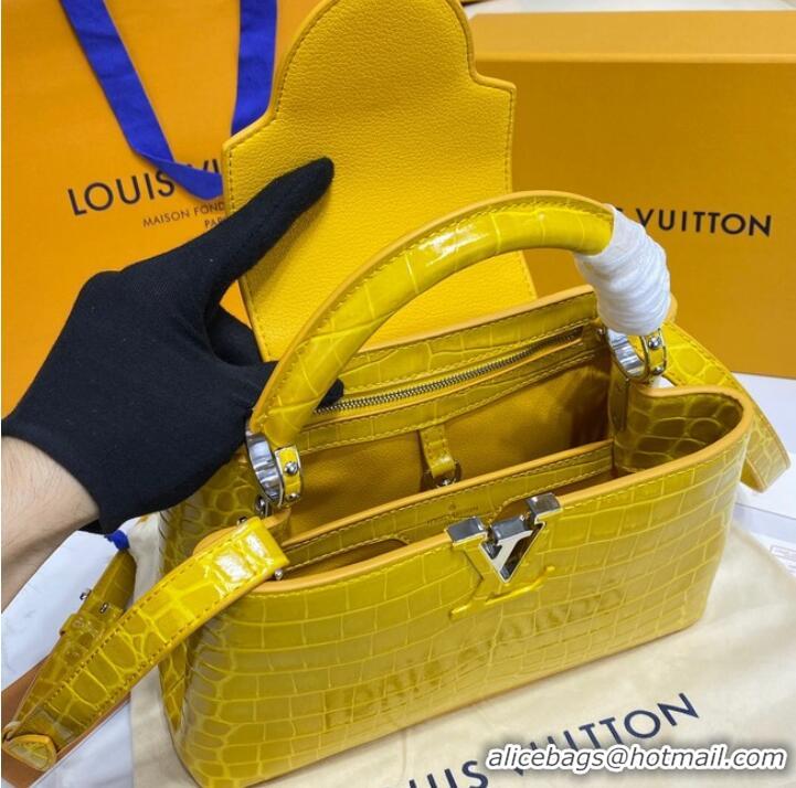 Affordable Price Louis Vuitton crocodile skin CAPUCINES BB M81190 yellow