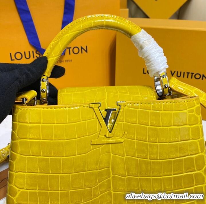 Affordable Price Louis Vuitton crocodile skin CAPUCINES BB M81190 yellow