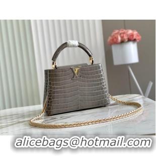 Affordable Price Louis Vuitton crocodile skin CAPUCINES BB M81190 gray