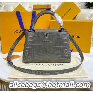 Top Quality Louis Vuitton crocodile skin CAPUCINES BB M81190 dark gray