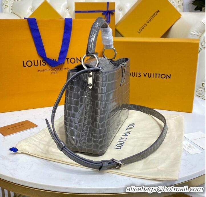 Top Quality Louis Vuitton crocodile skin CAPUCINES BB M81190 dark gray