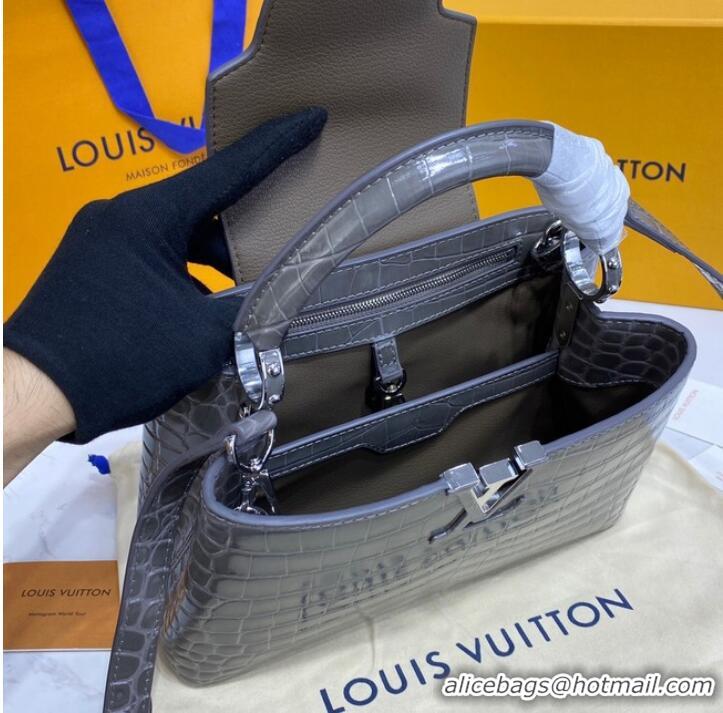 Top Quality Louis Vuitton crocodile skin CAPUCINES BB M81190 dark gray