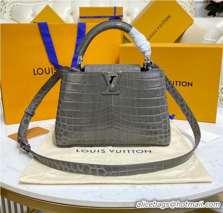 Top Quality Louis Vuitton crocodile skin CAPUCINES BB M81190 dark gray