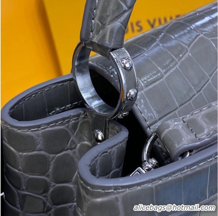 Top Quality Louis Vuitton crocodile skin CAPUCINES BB M81190 dark gray