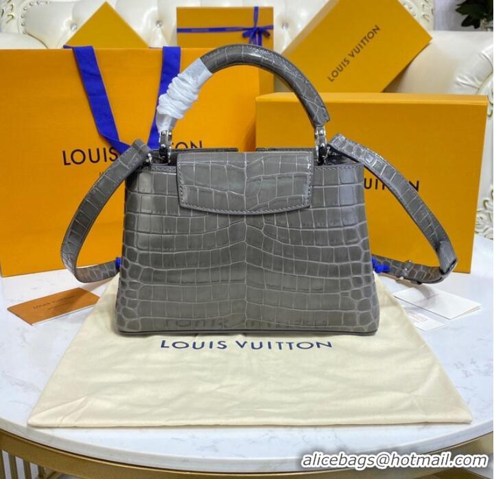 Top Quality Louis Vuitton crocodile skin CAPUCINES BB M81190 dark gray