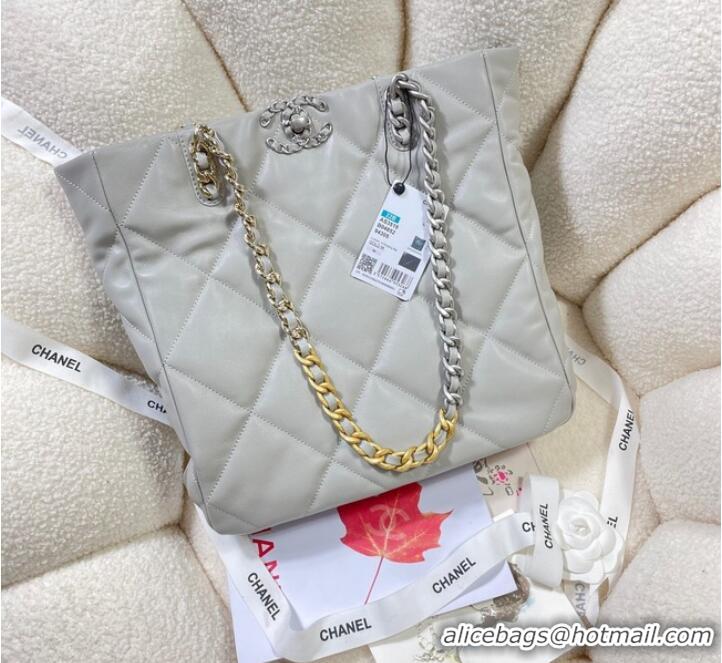 Buy Fashionable CHANEL 19 SHOPPING BAG AS3519 light gray