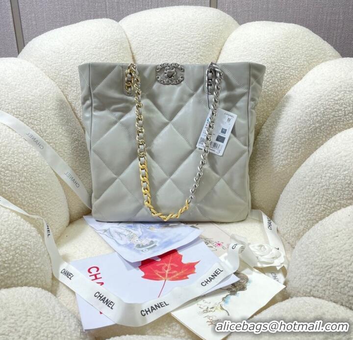 Buy Fashionable CHANEL 19 SHOPPING BAG AS3519 light gray