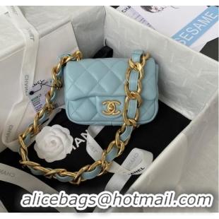 Buy Classic CHANEL MINI FLAP BAG AS3213 light blue