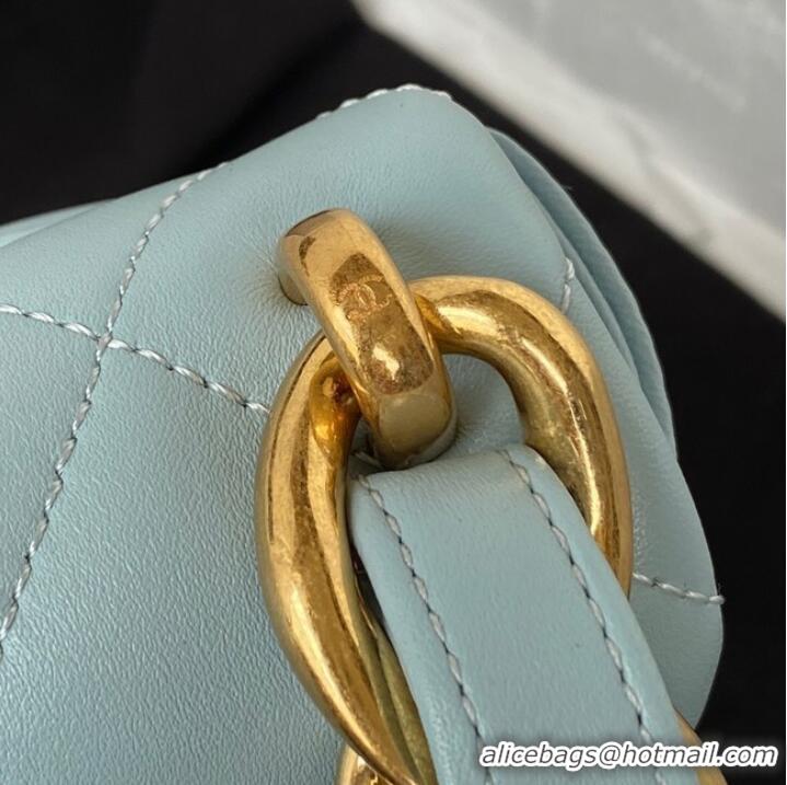 Buy Classic CHANEL MINI FLAP BAG AS3213 light blue