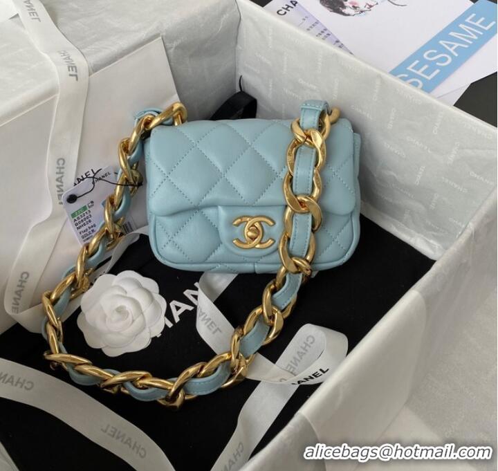 Buy Classic CHANEL MINI FLAP BAG AS3213 light blue