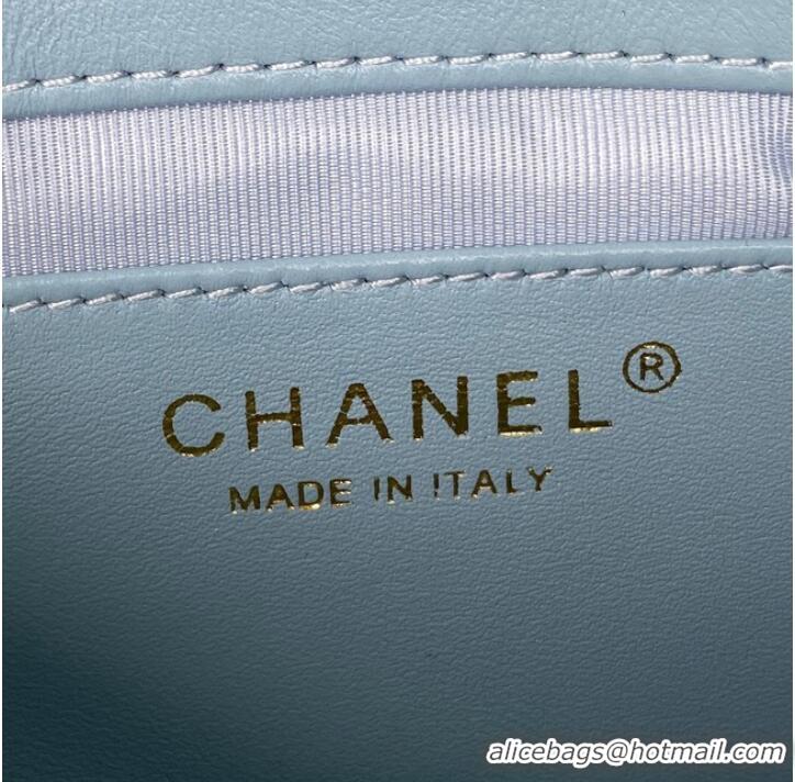 Buy Classic CHANEL MINI FLAP BAG AS3213 light blue