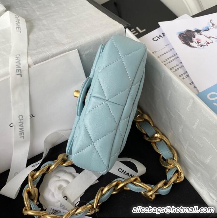 Buy Classic CHANEL MINI FLAP BAG AS3213 light blue