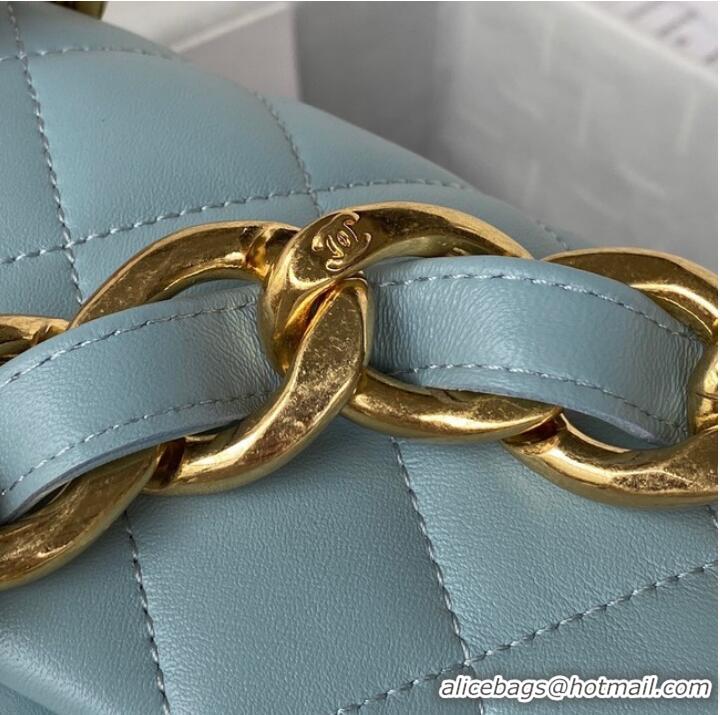 Market Sells CHANEL FLAP BAG AS3214 light blue