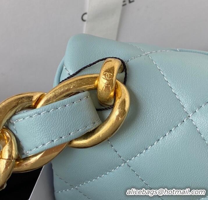 Market Sells CHANEL FLAP BAG AS3214 light blue