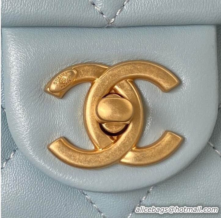 Market Sells CHANEL FLAP BAG AS3214 light blue