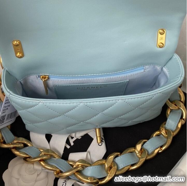 Market Sells CHANEL FLAP BAG AS3214 light blue