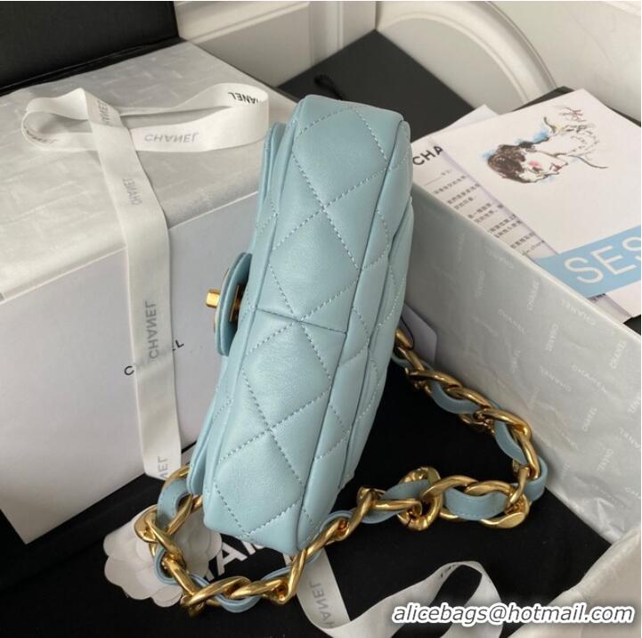 Market Sells CHANEL FLAP BAG AS3214 light blue