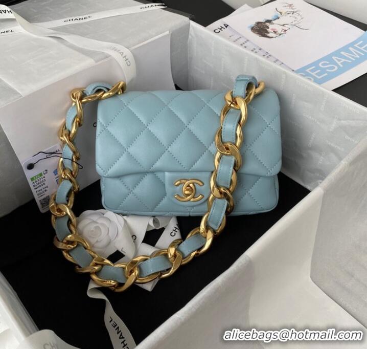 Market Sells CHANEL FLAP BAG AS3214 light blue