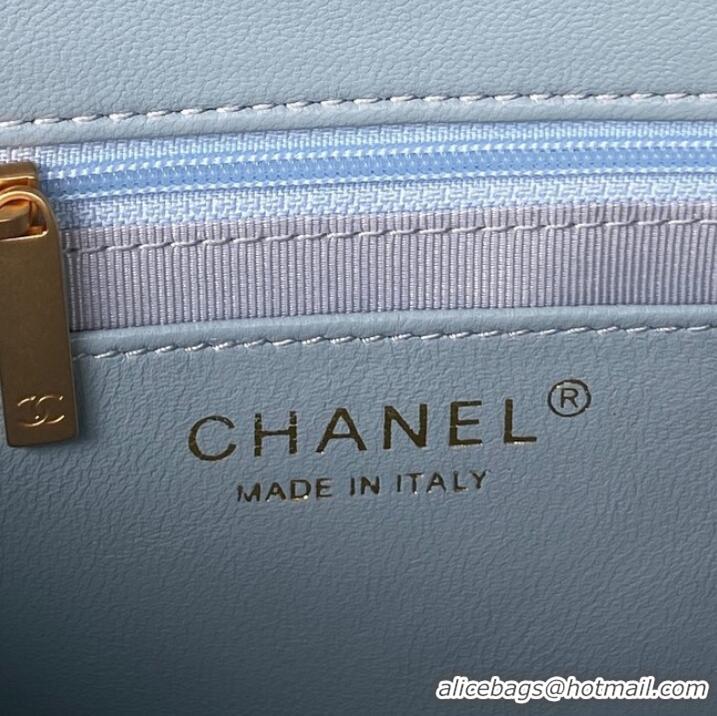 Market Sells CHANEL FLAP BAG AS3214 light blue