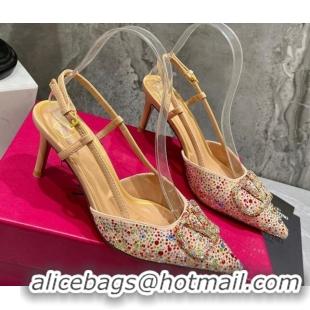 Grade Quality Valentino VLogo Signature Slingback Pump with Crystal 8cm Heel Multicolor 0823015