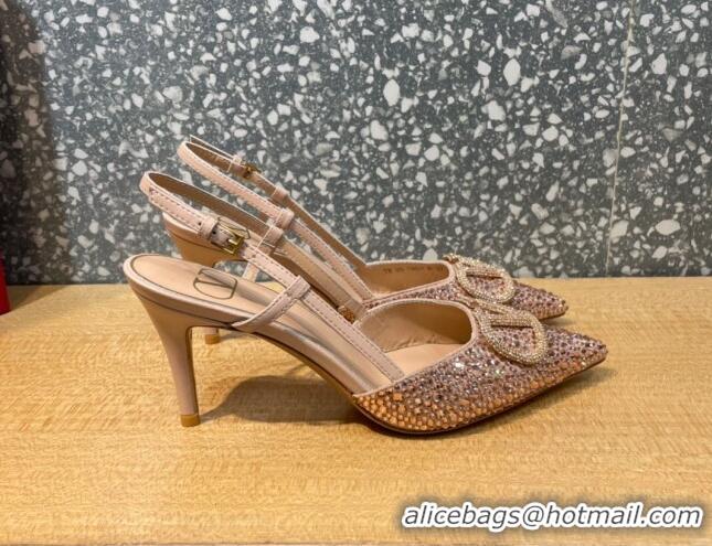 Perfect Valentino VLogo Signature Slingback Pump with Crystal 8cm Heel Nude 0823020