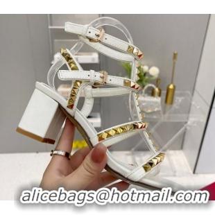 Duplicate Valentino Rockstud No Limit Sandals with 6cm Heel White 0824051