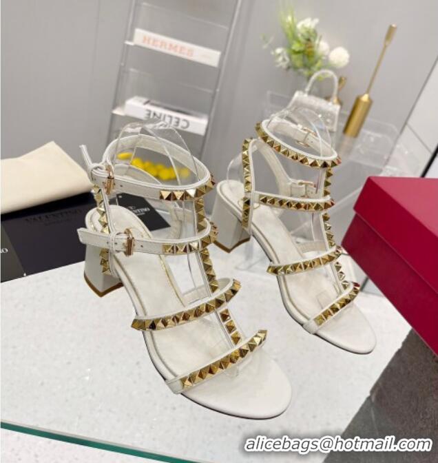 Duplicate Valentino Rockstud No Limit Sandals with 6cm Heel White 0824051