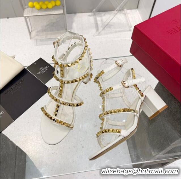 Duplicate Valentino Rockstud No Limit Sandals with 6cm Heel White 0824051