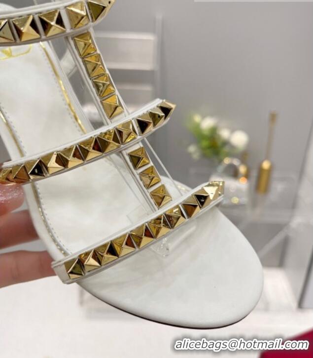 Duplicate Valentino Rockstud No Limit Sandals with 6cm Heel White 0824051