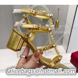 Sophisticated Valentino Rockstud No Limit Sandals with 6cm Heel Gold 0824055