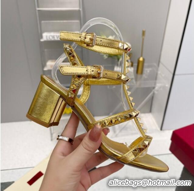 Sophisticated Valentino Rockstud No Limit Sandals with 6cm Heel Gold 0824055