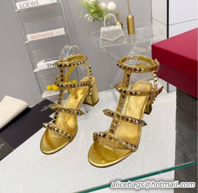 Sophisticated Valentino Rockstud No Limit Sandals with 6cm Heel Gold 0824055