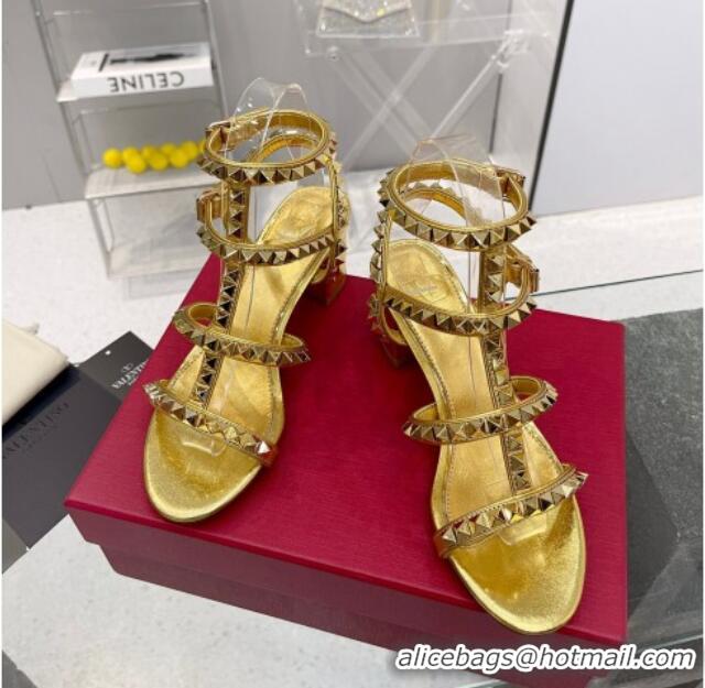 Sophisticated Valentino Rockstud No Limit Sandals with 6cm Heel Gold 0824055