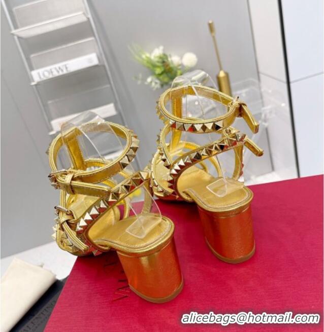 Sophisticated Valentino Rockstud No Limit Sandals with 6cm Heel Gold 0824055