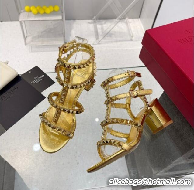 Sophisticated Valentino Rockstud No Limit Sandals with 6cm Heel Gold 0824055