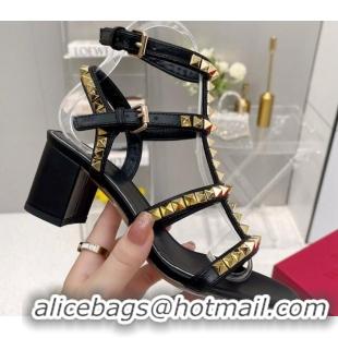 Pretty Style Valentino Rockstud No Limit Sandals with 6cm Heel Black 0824054