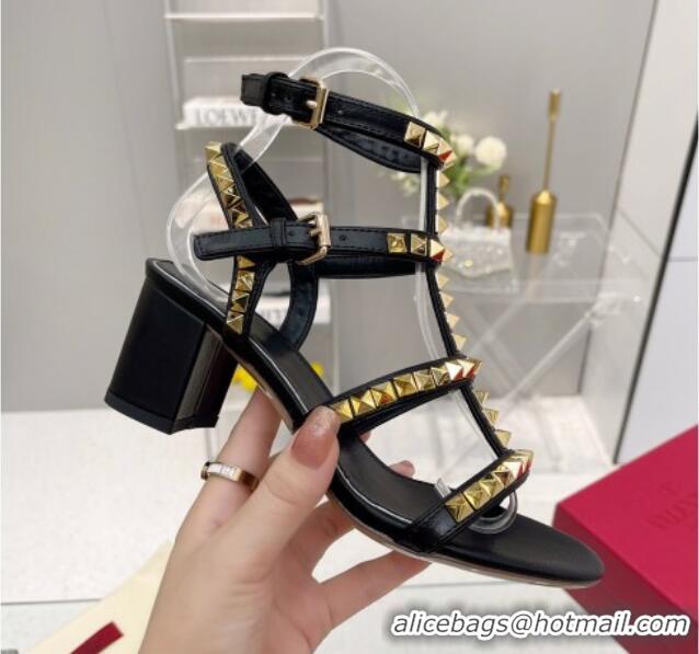 Pretty Style Valentino Rockstud No Limit Sandals with 6cm Heel Black 0824054