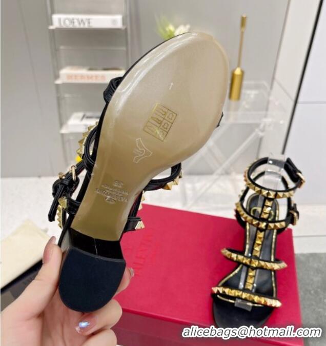 Pretty Style Valentino Rockstud No Limit Sandals with 6cm Heel Black 0824054